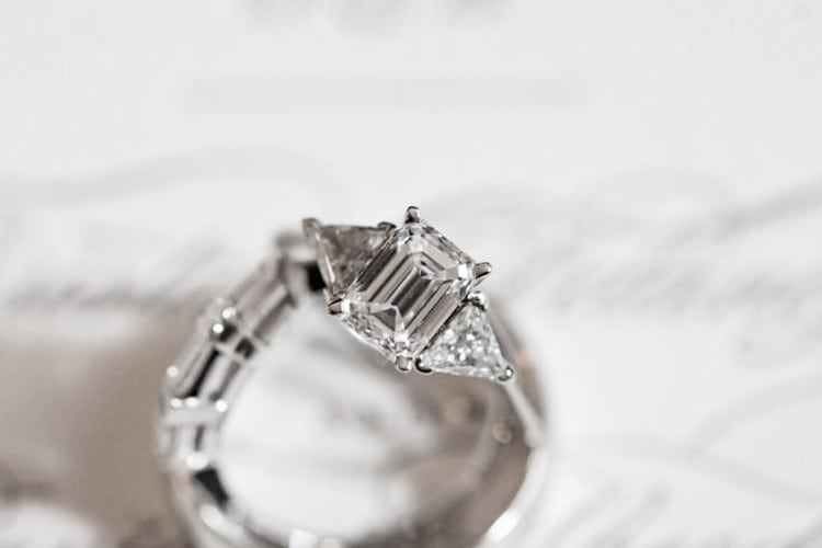 Pear Shaped 1.5 Ct Three Stone Engagement Ring - Martine - Sylvie Jewelry