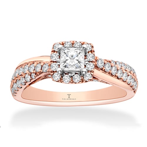 Tolkowsky Engagement Ring 7/8 ct tw Diamonds 14K Rose Gold | The Plunge